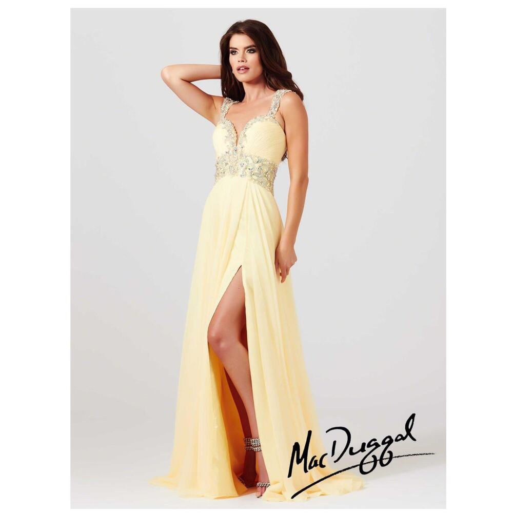Cassandra Stone by Mac Duggal Sweetheart Evening Gown Dress Size 12 Yellow